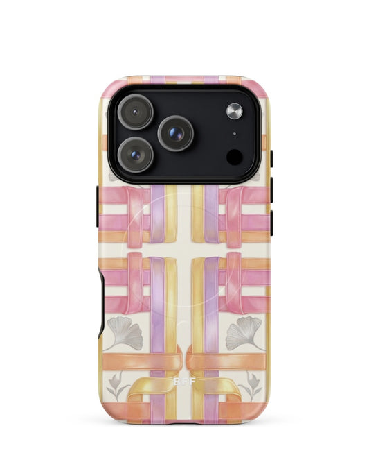 Double-Layer Semi-Handprinted Tough Matte stripes iPhone Case (MagSafe-Compatible)