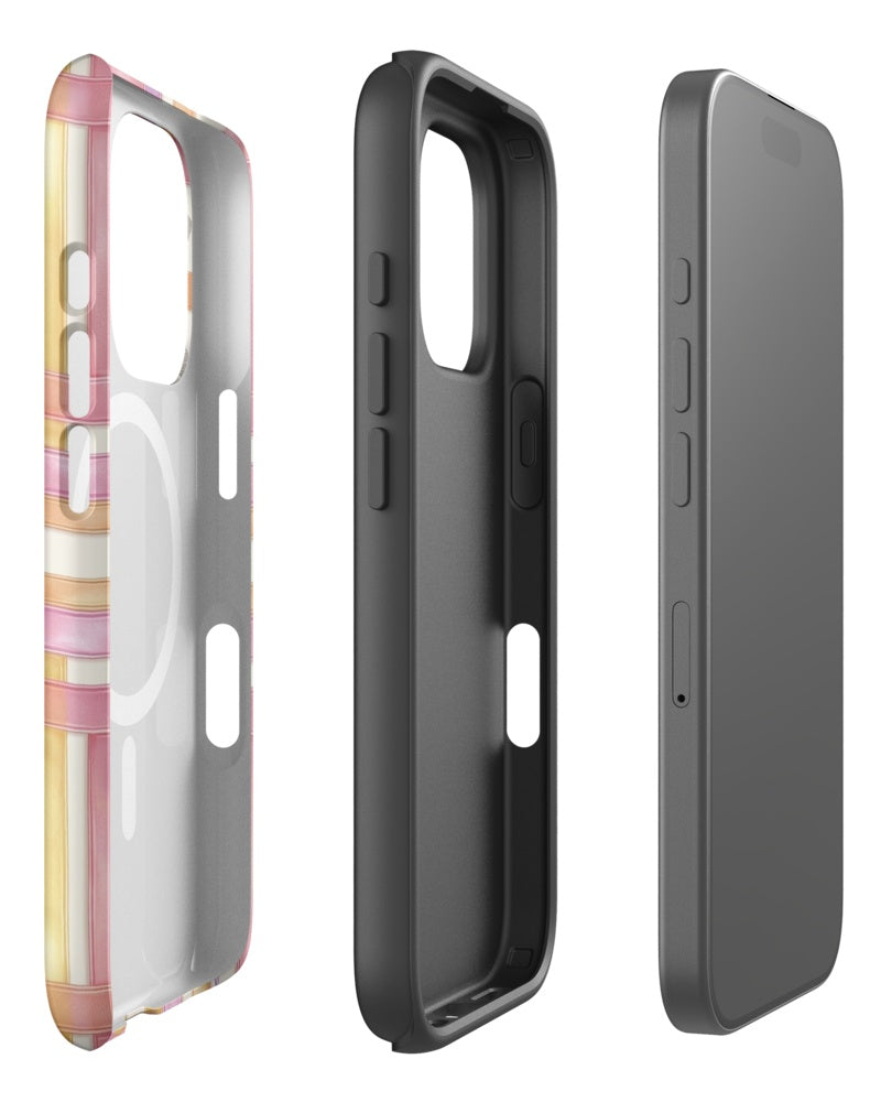 Double-Layer Semi-Handprinted Tough Matte stripes iPhone Case (MagSafe-Compatible)