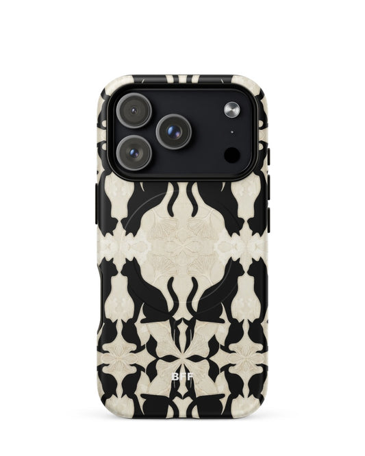 Double-Layer Semi-Handprinted Tough Matte black cats iPhone Case (MagSafe-Compatible)