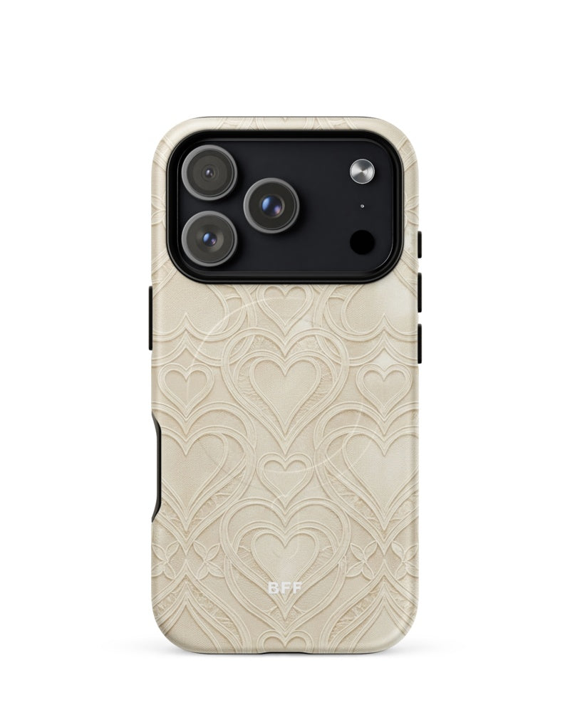 Double-Layer Semi-Handprinted Tough Matte hearts iPhone Case (MagSafe-Compatible)
