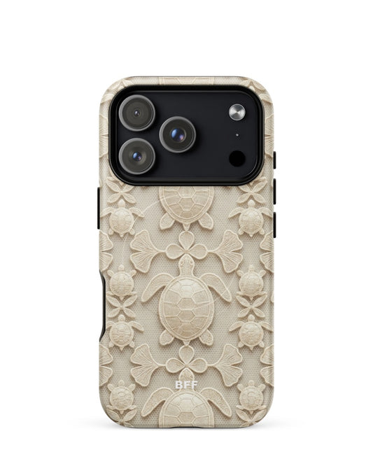 Double-Layer Semi-Handprinted Tough Matte sea turtles iPhone Case (MagSafe-Compatible)