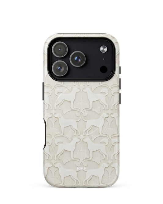 Double-Layer Semi-Handprinted Tough Matte white dogs iPhone Case (MagSafe-Compatible)